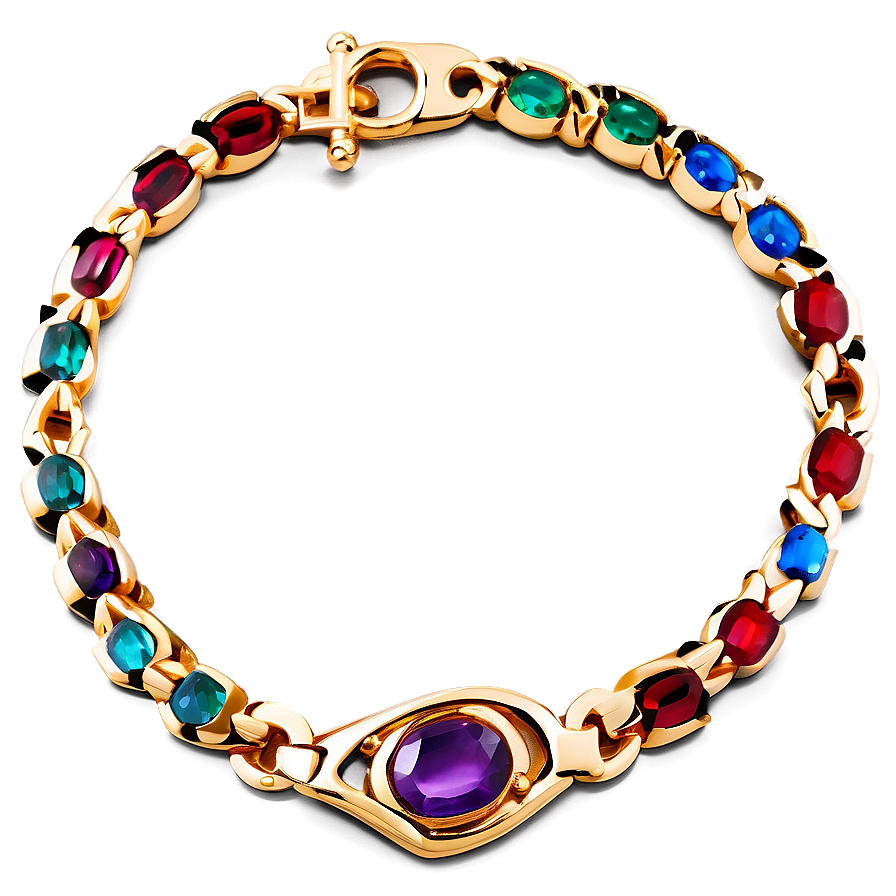 Gold Bracelet With Precious Stones Png 93 PNG Image