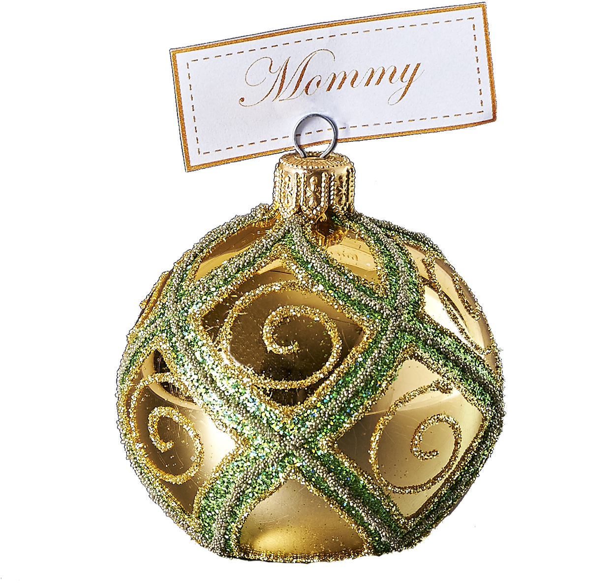 Gold Christmas Ornament Mommy Tag PNG Image