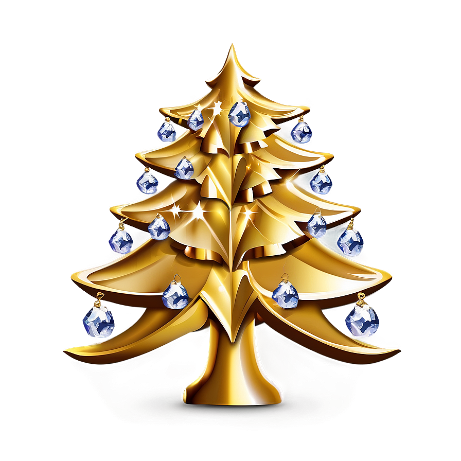 Gold Christmas Tree With Crystal Ornaments Png 06282024 PNG Image