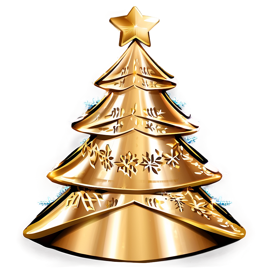 Gold Christmas Tree With Festive Bows Png 06282024 PNG Image