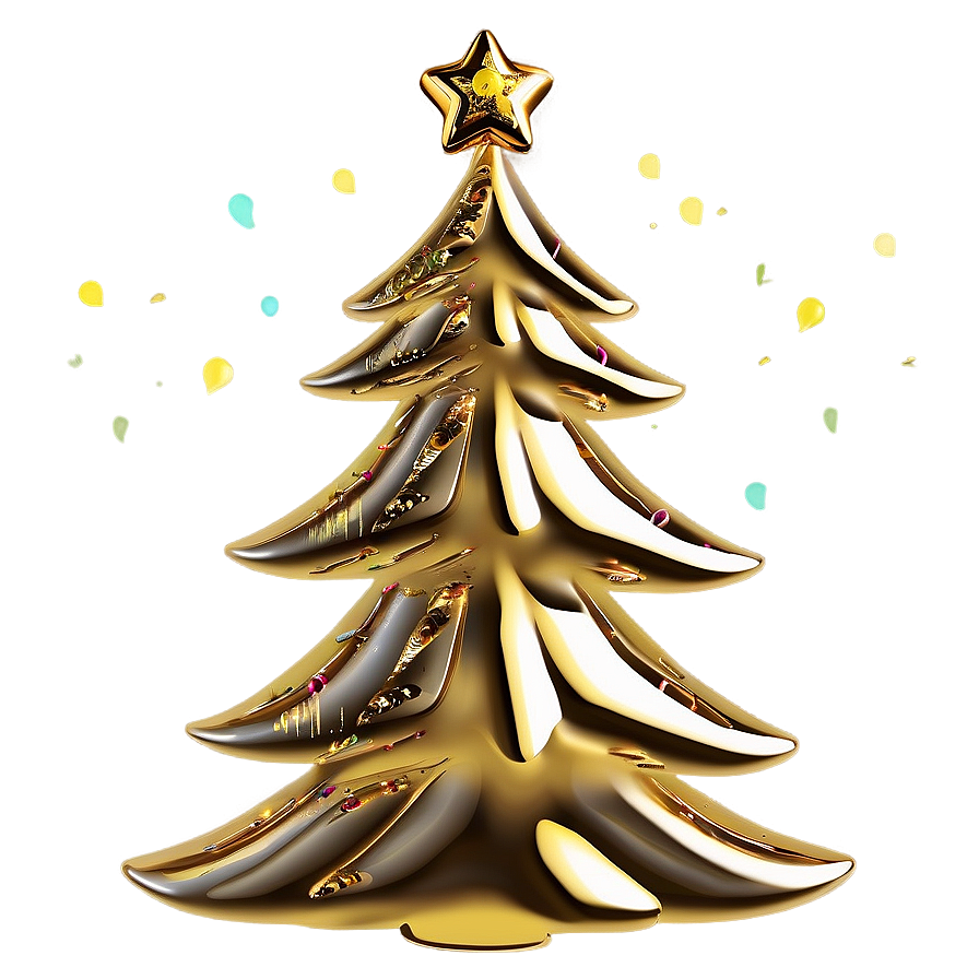 Gold Christmas Tree With Sunset Glow Png 29 PNG Image