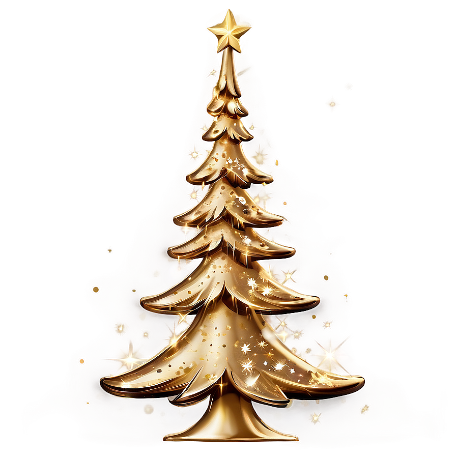 Gold Christmas Tree With Twinkling Lights Png Svh PNG Image