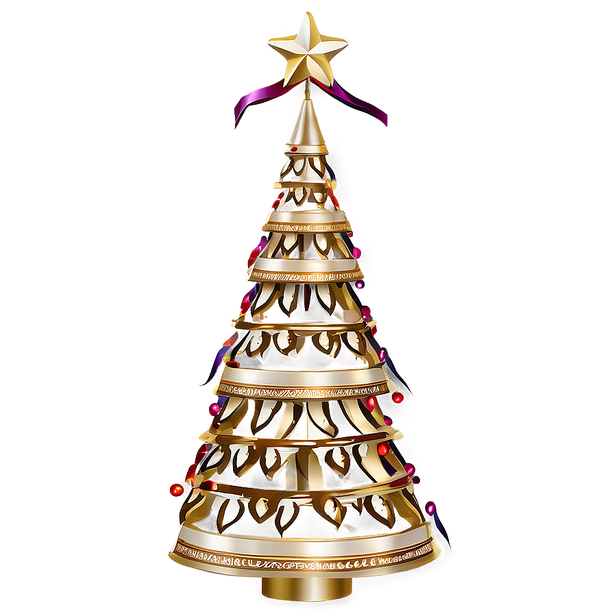 Gold Christmas Tree With Velvet Ribbons Png Twk PNG Image