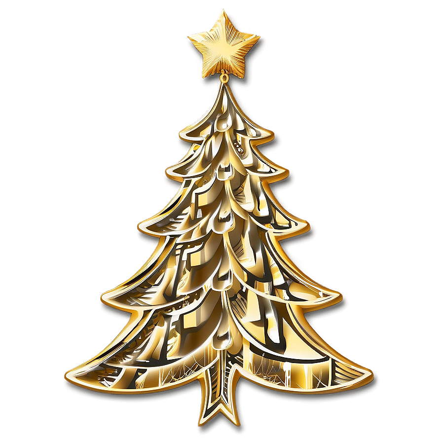 Gold Christmas Tree With Vintage Flair Png Ohj PNG Image