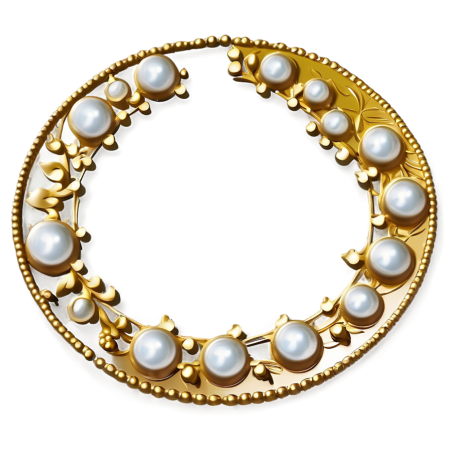 Gold Circle Frame With Pearls Png 91 PNG Image