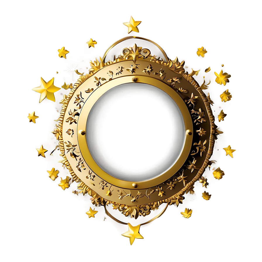 Gold Circle Frame With Stars Png Dhk61 PNG Image