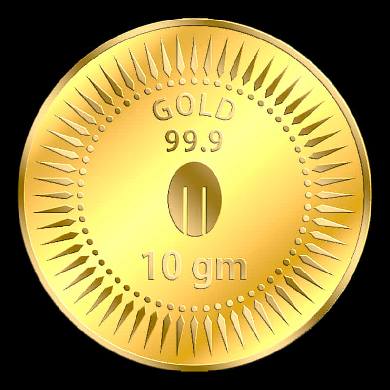 Gold Coin10 Grams Purity Mark PNG Image