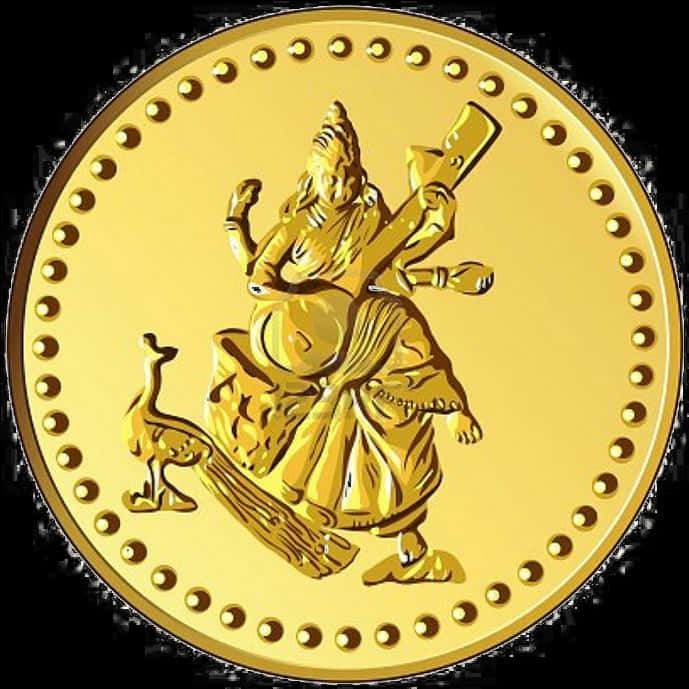 Gold Coinwith Deity Design PNG Image