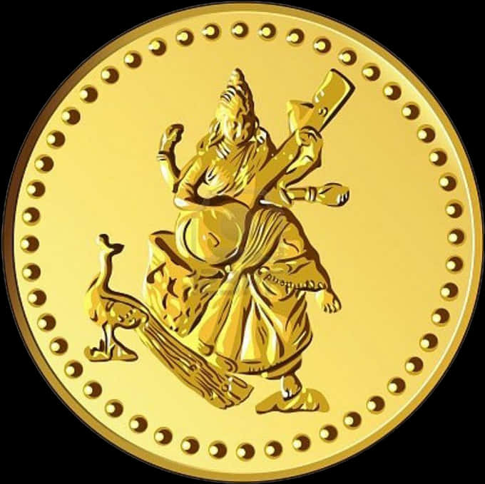 Gold Coinwith Deity Embossed PNG Image