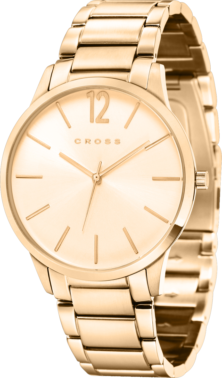 Gold Cross Branded Wristwatch PNG Image