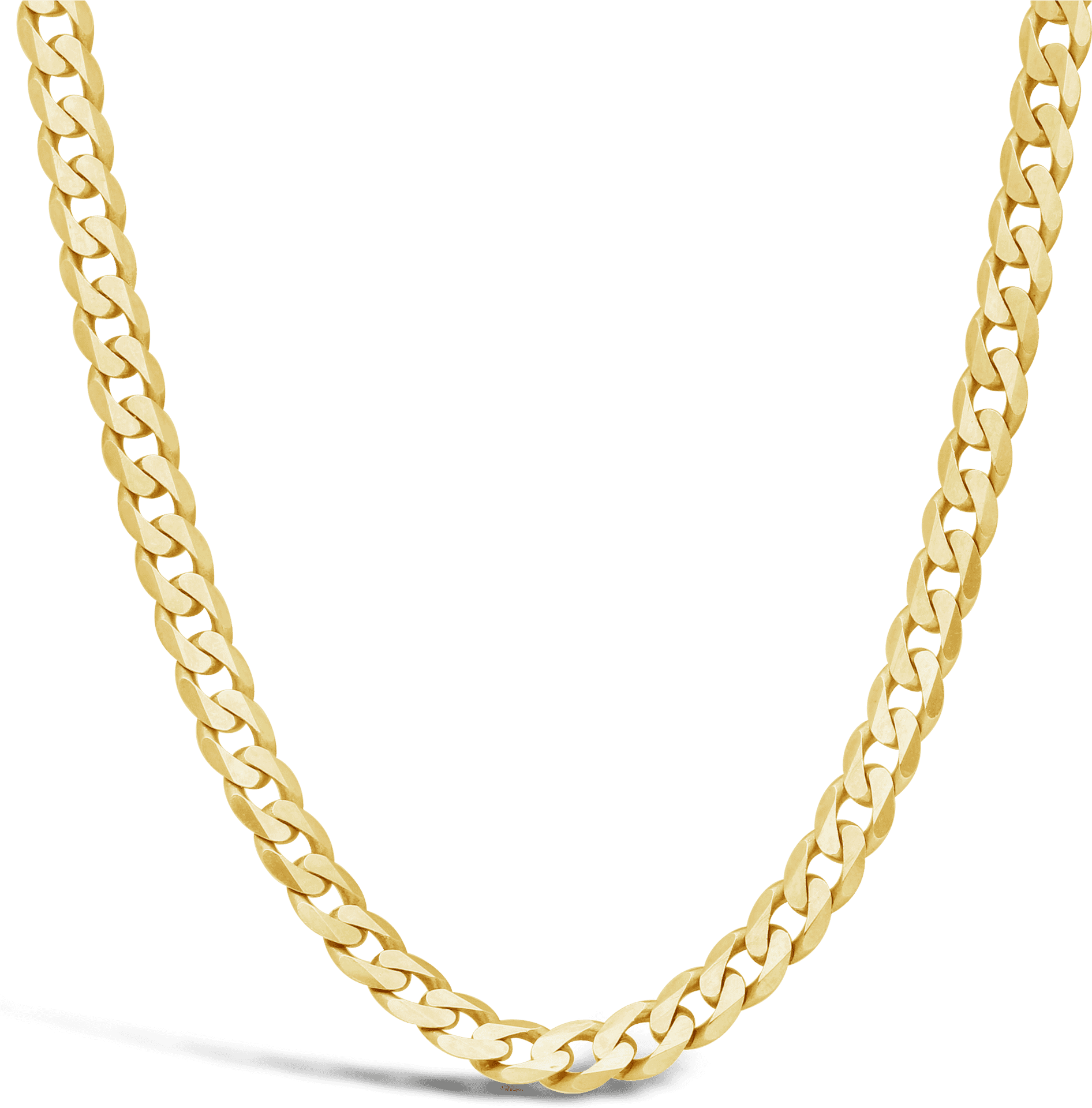 Gold Cuban Link Chain Necklace PNG Image