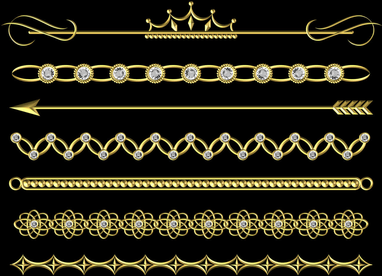 Gold Decorative Divider Elements PNG Image