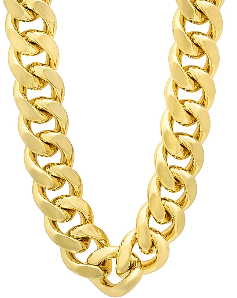 Gold Diamond Cuban Link Chain PNG Image