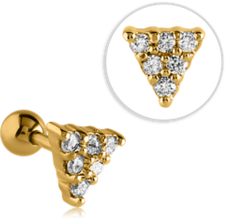 Gold Diamond Triangle Stud Earring PNG Image