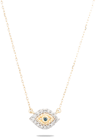 Gold Evil Eye Pendant Necklace PNG Image