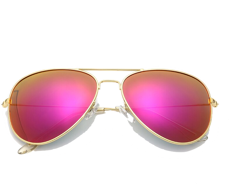 Gold Frame Pink Lens Aviator Sunglasses PNG Image