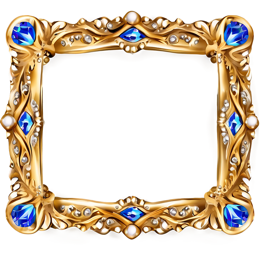 Gold Frame With Diamonds Png 05042024 PNG Image