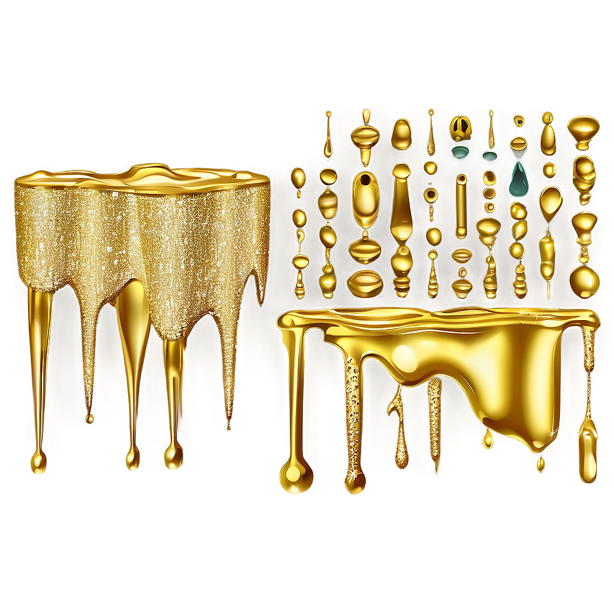 Gold Glitter Drip Illustration Png Jtf PNG Image