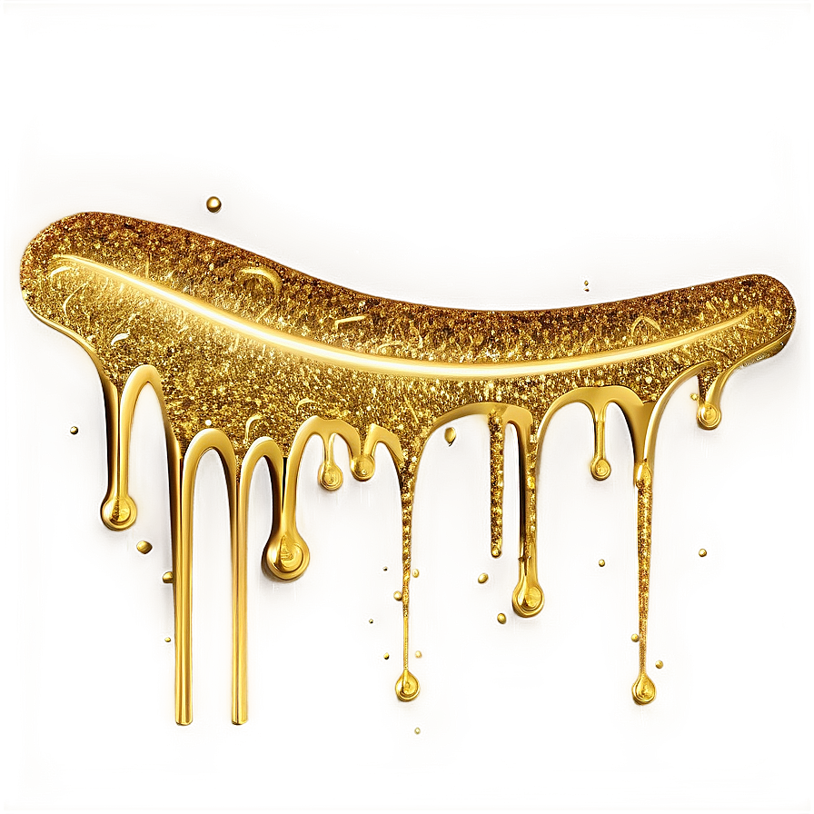 Gold Glitter Drip On White Png 06282024 PNG Image