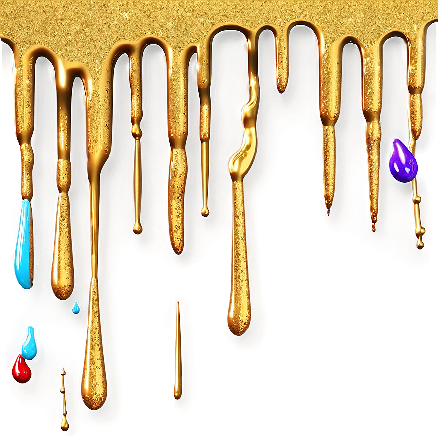 Gold Glitter Drip Overlay Png 17 PNG Image