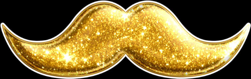 Gold Glitter Mustache Graphic PNG Image