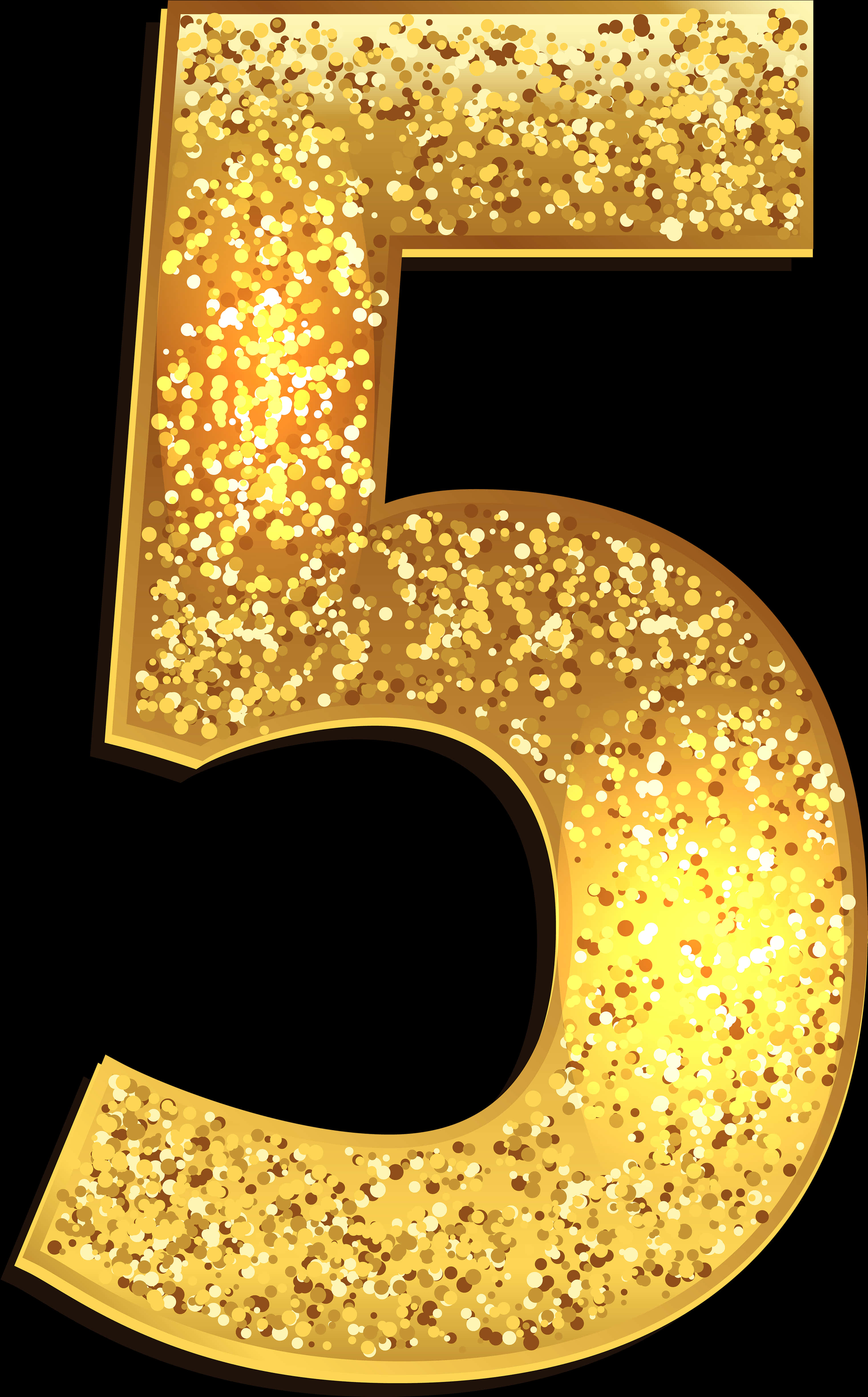 Gold Glitter Number5 PNG Image