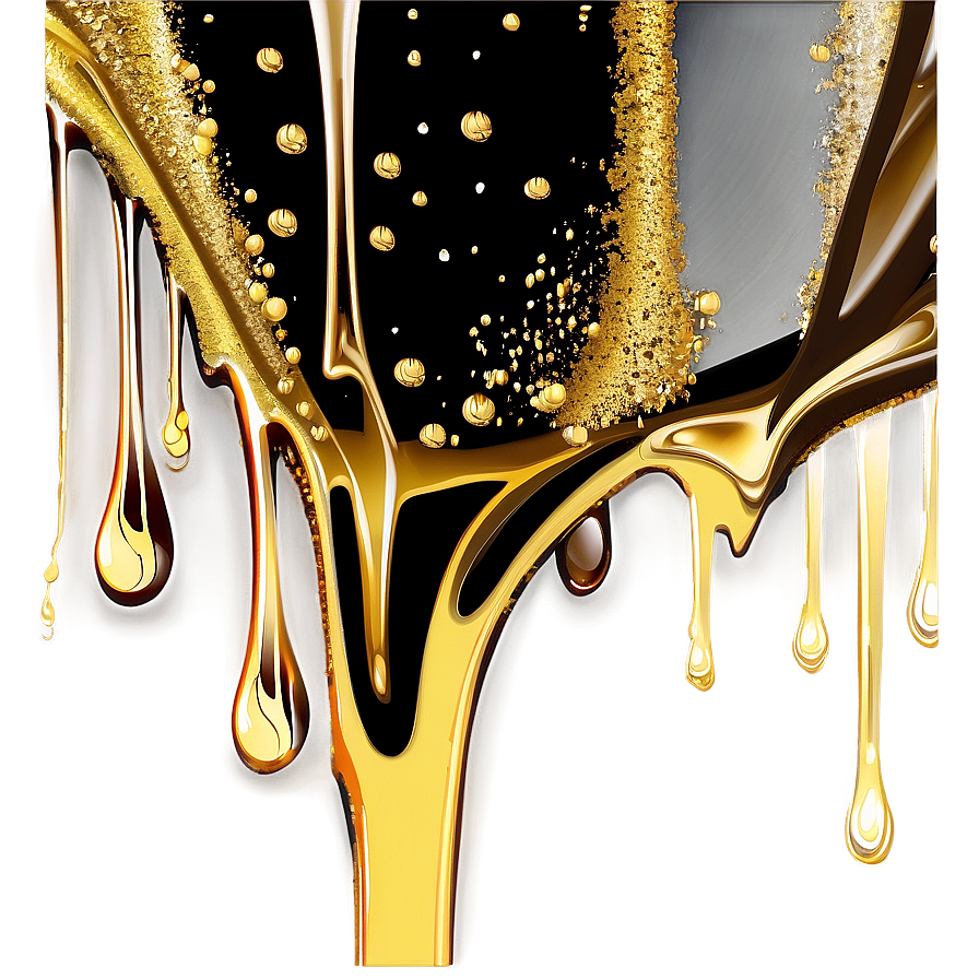 Gold Glitter Paint Drip Png Ptl35 PNG Image