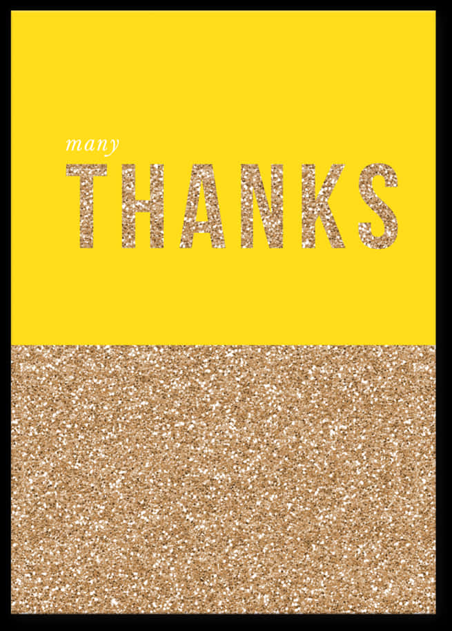 Gold Glitter Thanks Card PNG Image