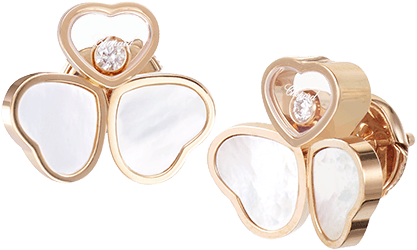 Gold Heart Motherof Pearl Earrings PNG Image