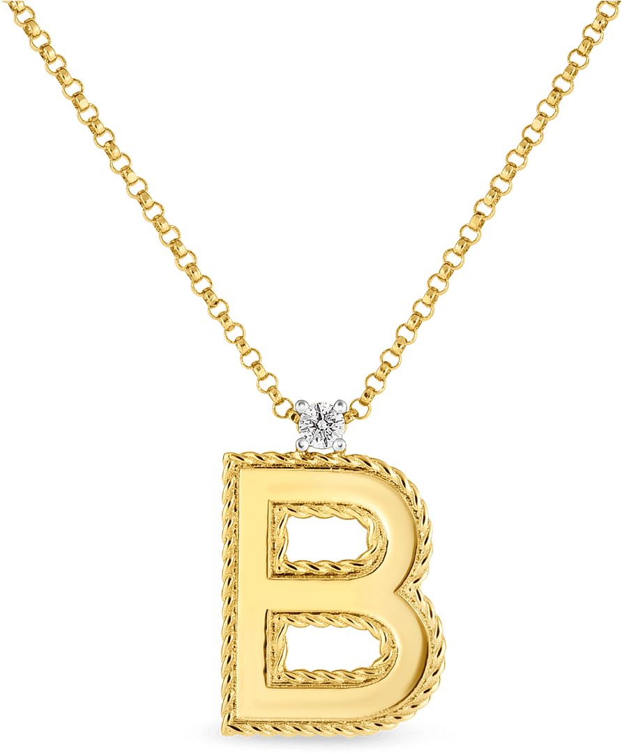 Gold Letter B Pendant Necklace PNG Image