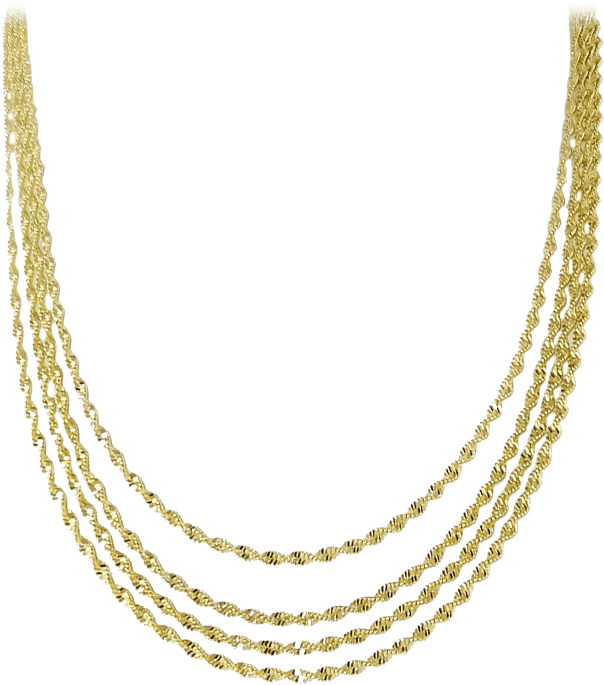 Gold Multi Strand Chain Necklace PNG Image