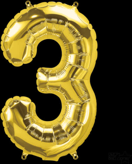 Gold Number3 Balloon PNG Image