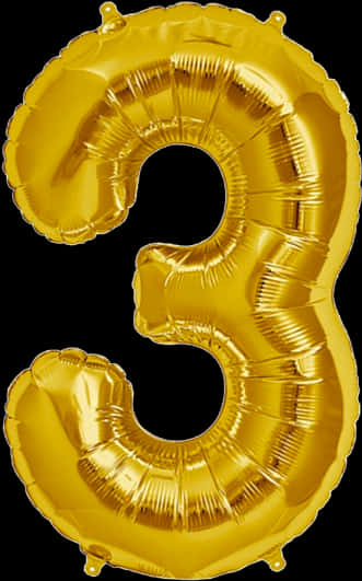 Gold Number3 Balloon PNG Image