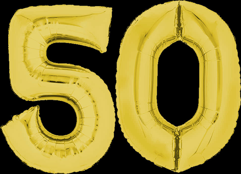 Gold Number50 Balloons PNG Image