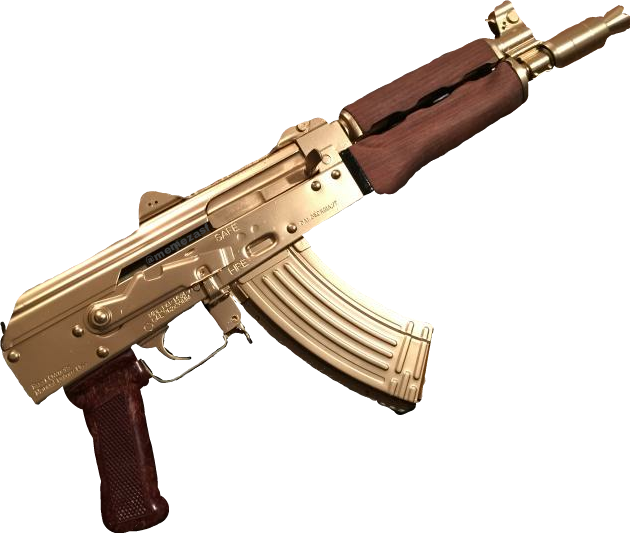 Gold Plated A K47 Rifle PNG Image