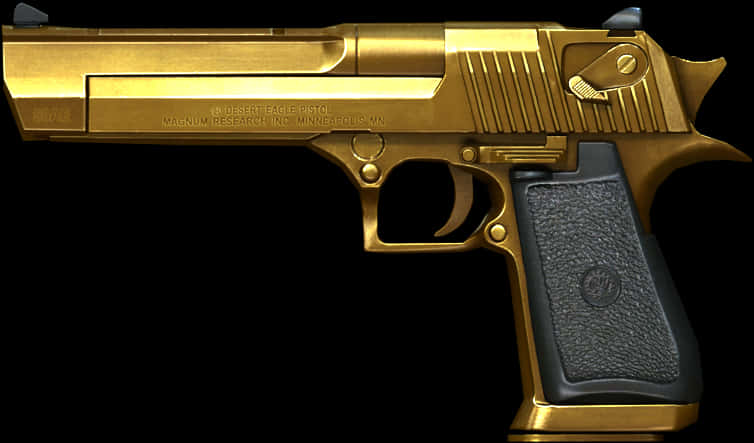 Gold Plated Desert Eagle Pistol PNG Image