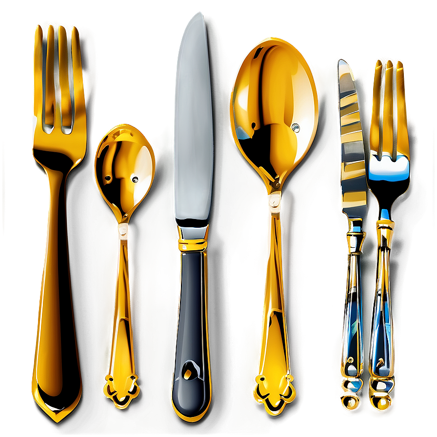 Gold Plated Dinner Utensils Png 13 PNG Image