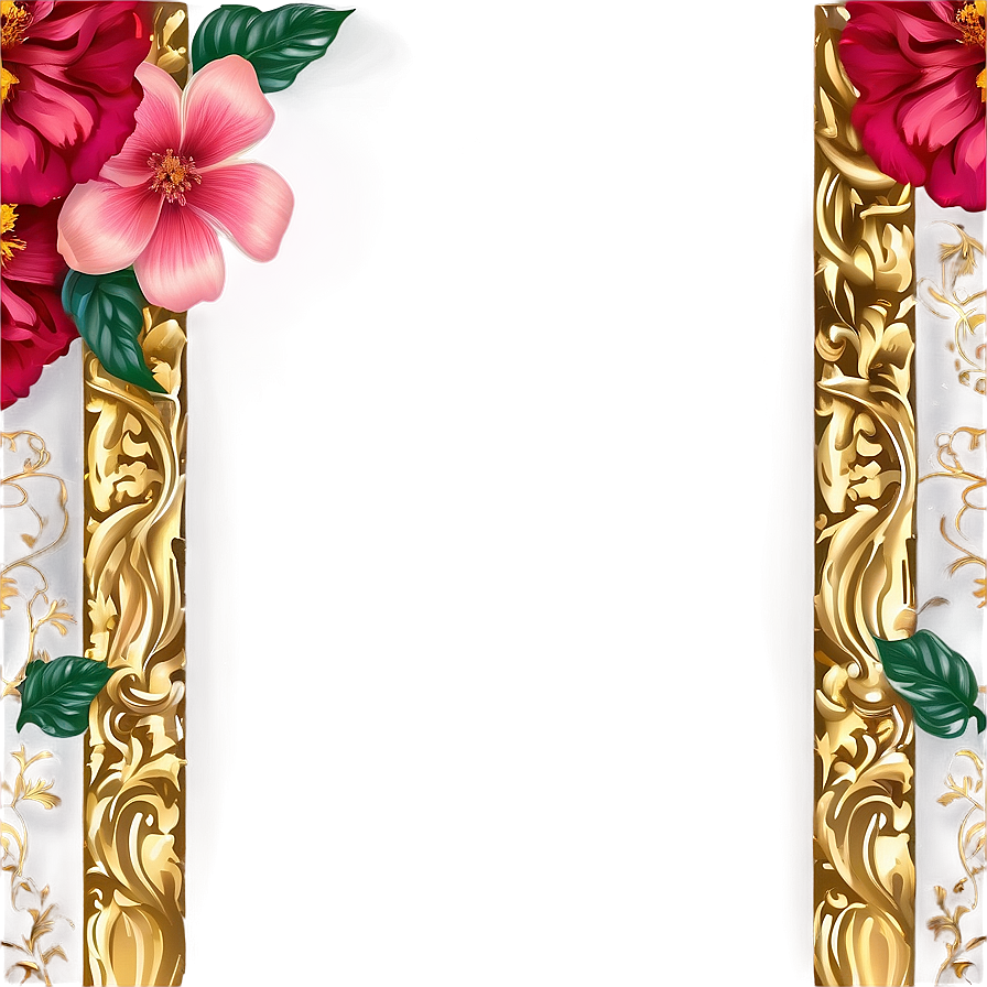 Gold Rectangle With Floral Png 91 PNG Image