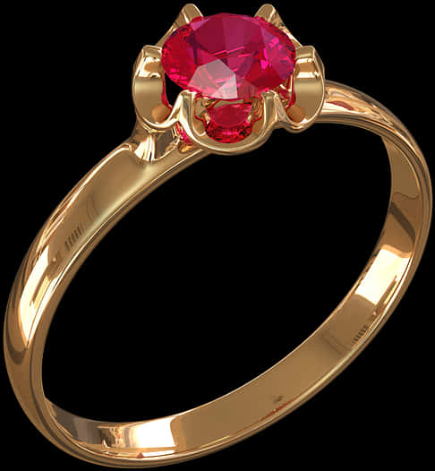 Gold Ringwith Red Gemstone.jpg PNG Image