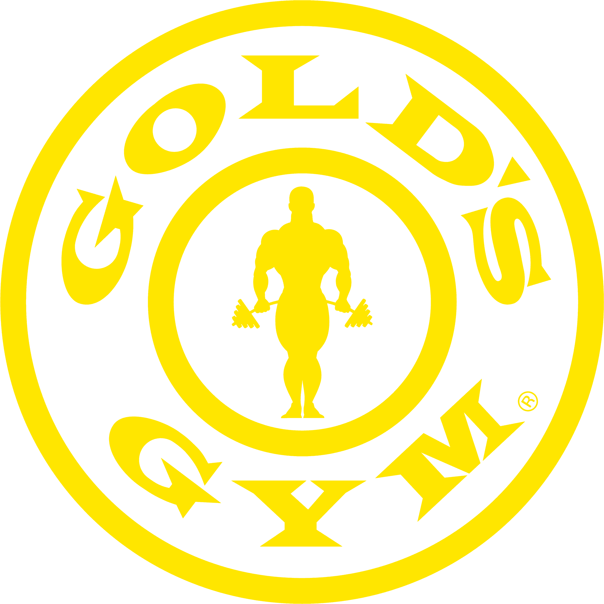 Gold's Gym Logo Yellowon Blue PNG Image