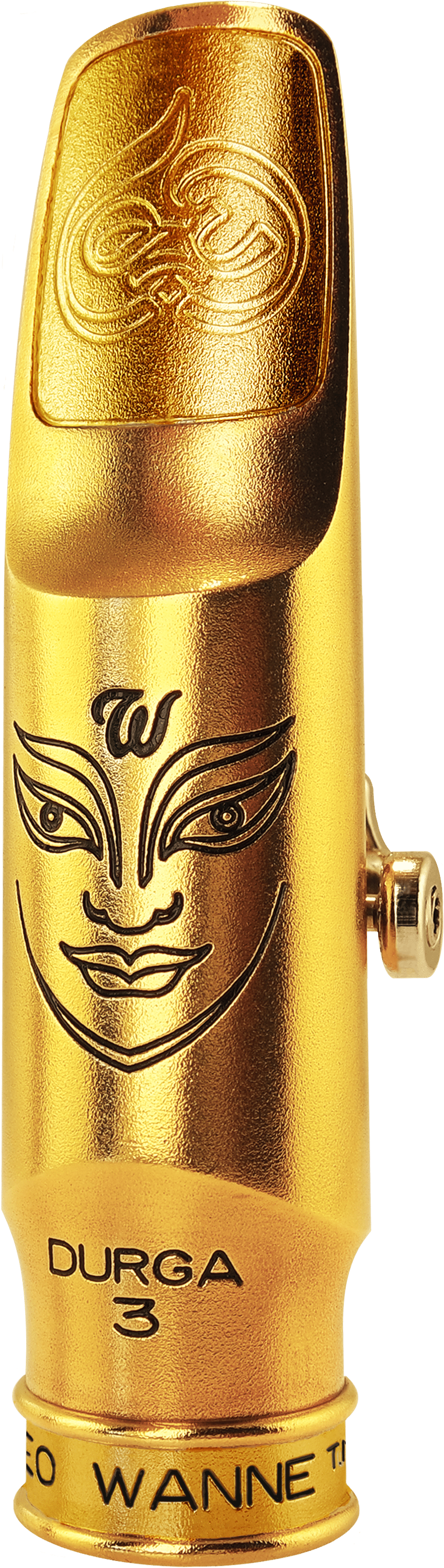 Gold Saxophone Mouthpiece Durga Design PNG Image