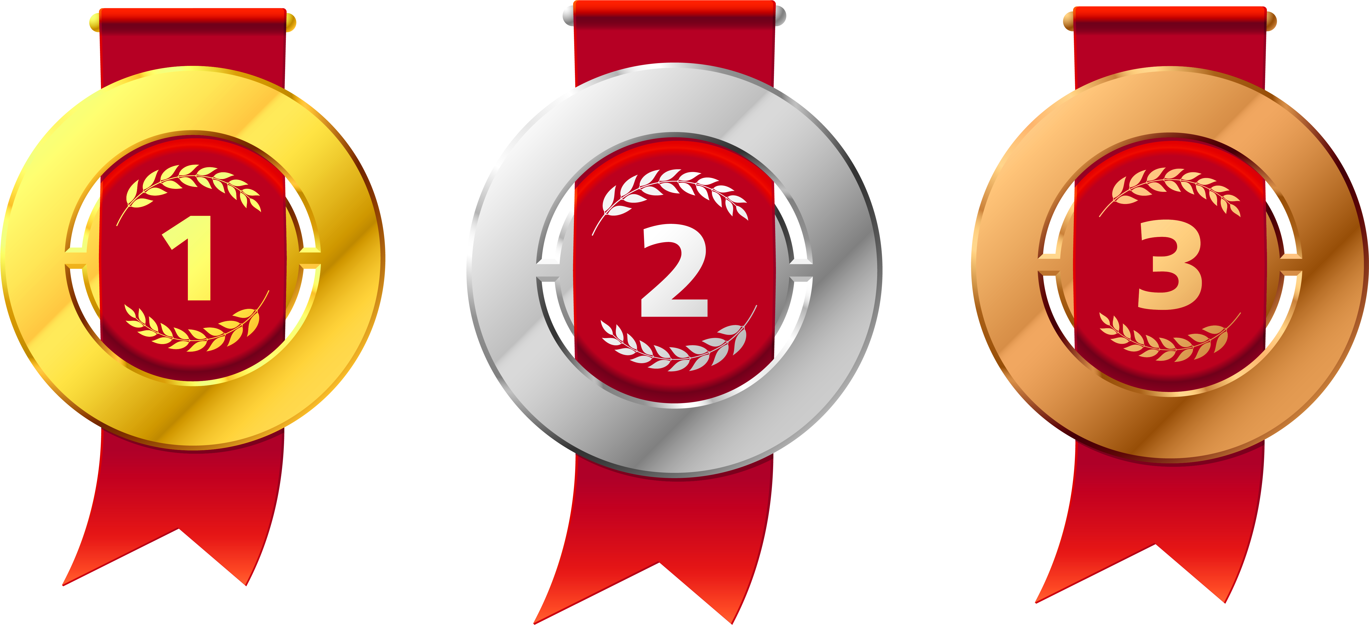 Gold Silver Bronze Award Medals PNG Image