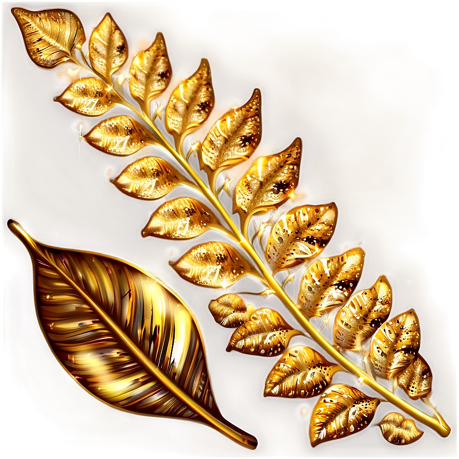 Gold Sparkle Leaves Png Kxi PNG Image