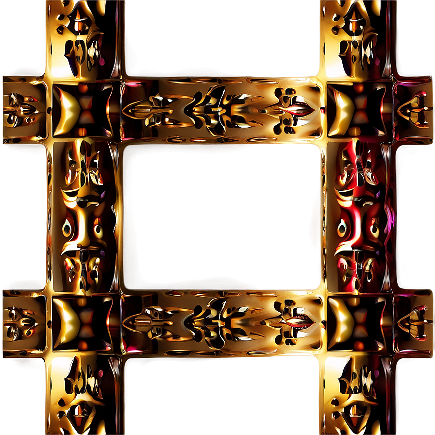 Gold Square With Ornaments Png Bbs PNG Image