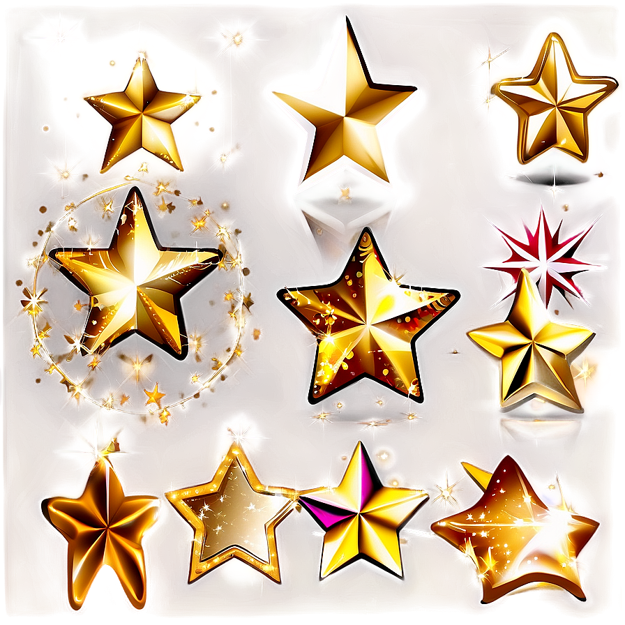 Gold Stars With Sparkles Png Cmo PNG Image