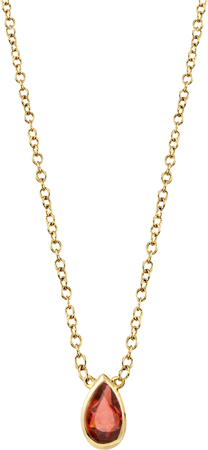 Gold Teardrop Pendant Necklace PNG Image