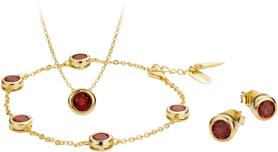 Gold Tone Imitation Jewelry Setwith Red Gemstones PNG Image