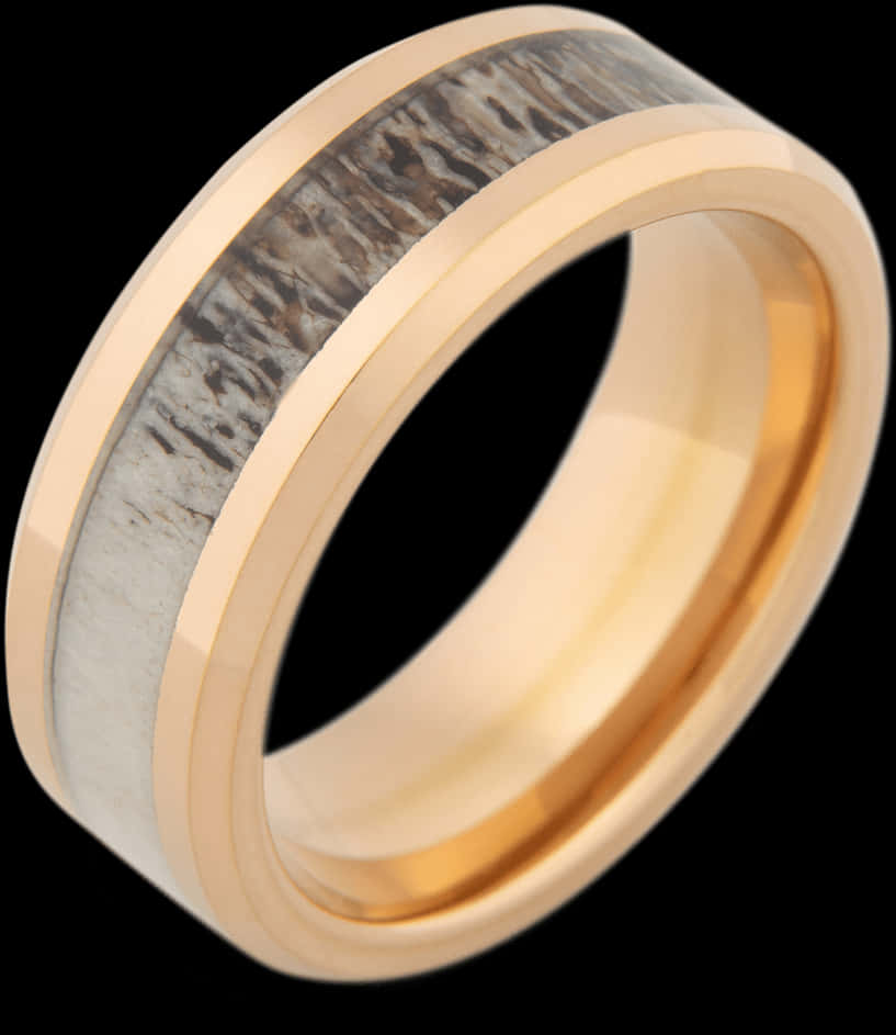 Goldand Silver Textured Band Ring PNG Image