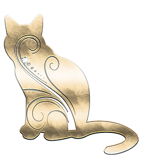 Golden Abstract Cat Artwork PNG Image