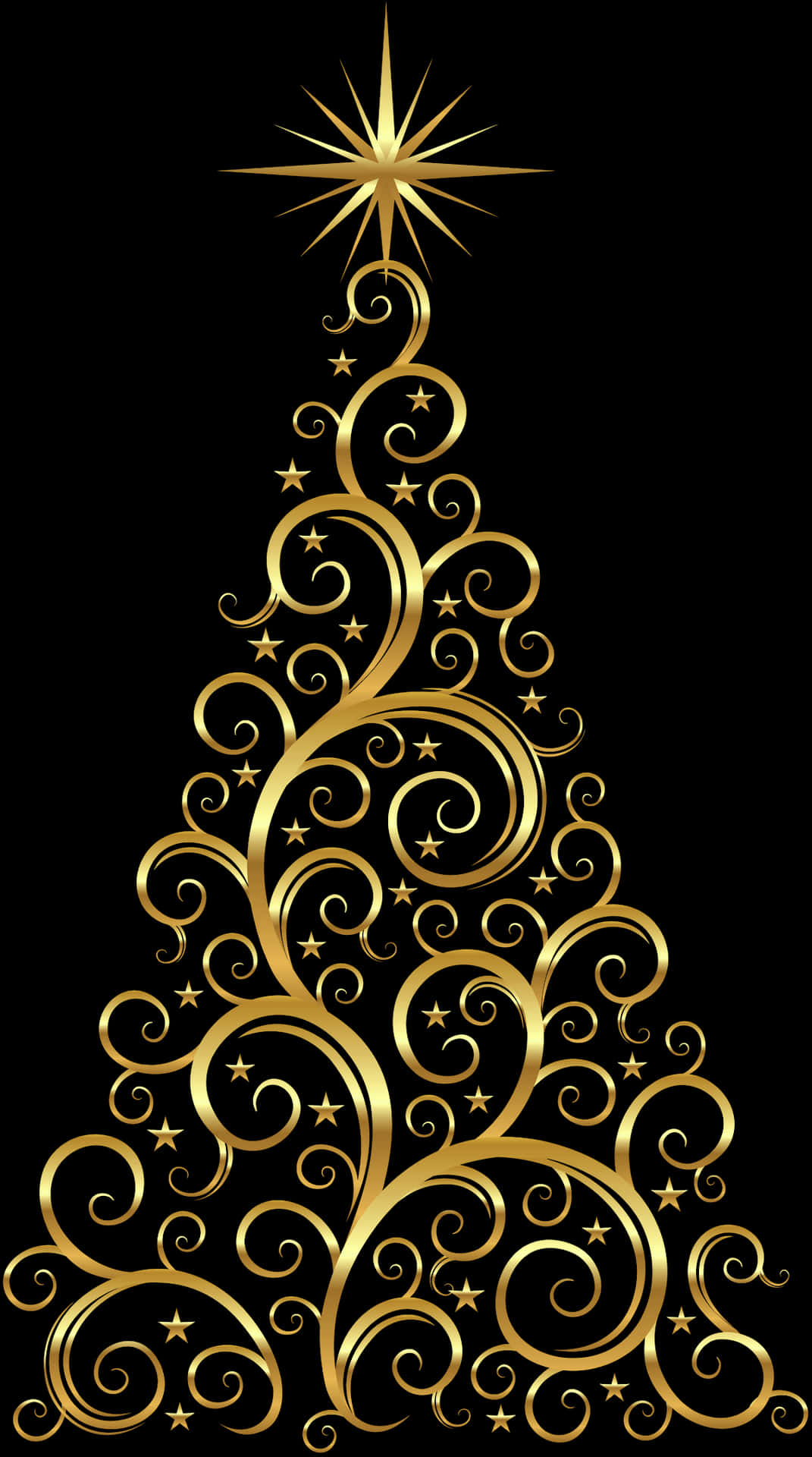 Golden Abstract Christmas Tree PNG Image